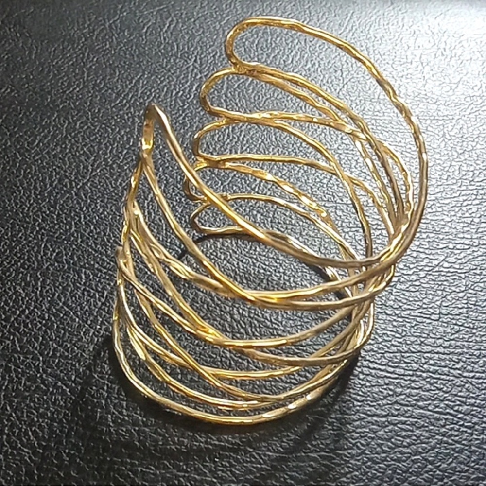 Gold Spiral Wire Cuff Bracelet - Picture 2 of 3